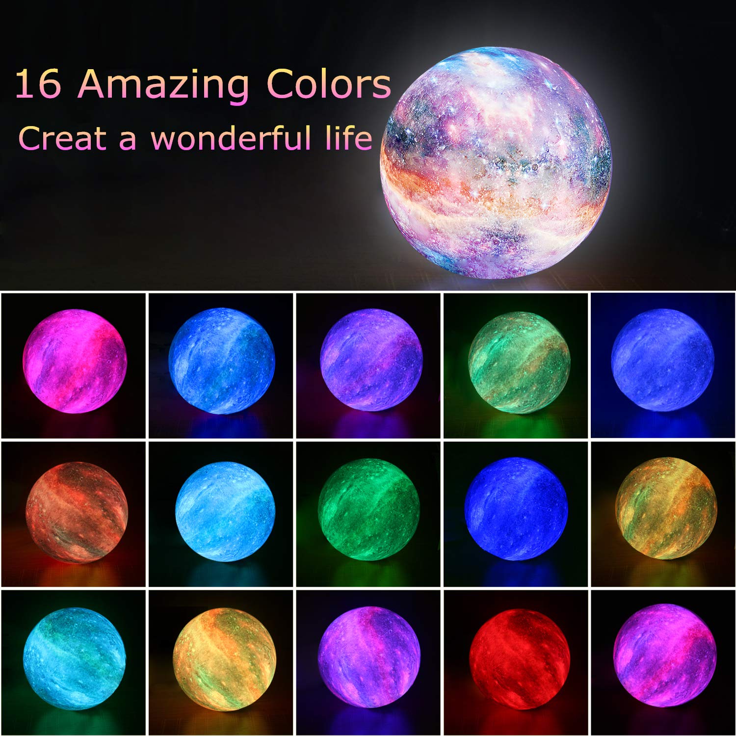 ASTROUS Moon Lamp – 3D Printed Lunar Night Light, Romantic Space Gift for Women, Kids & Home Decor