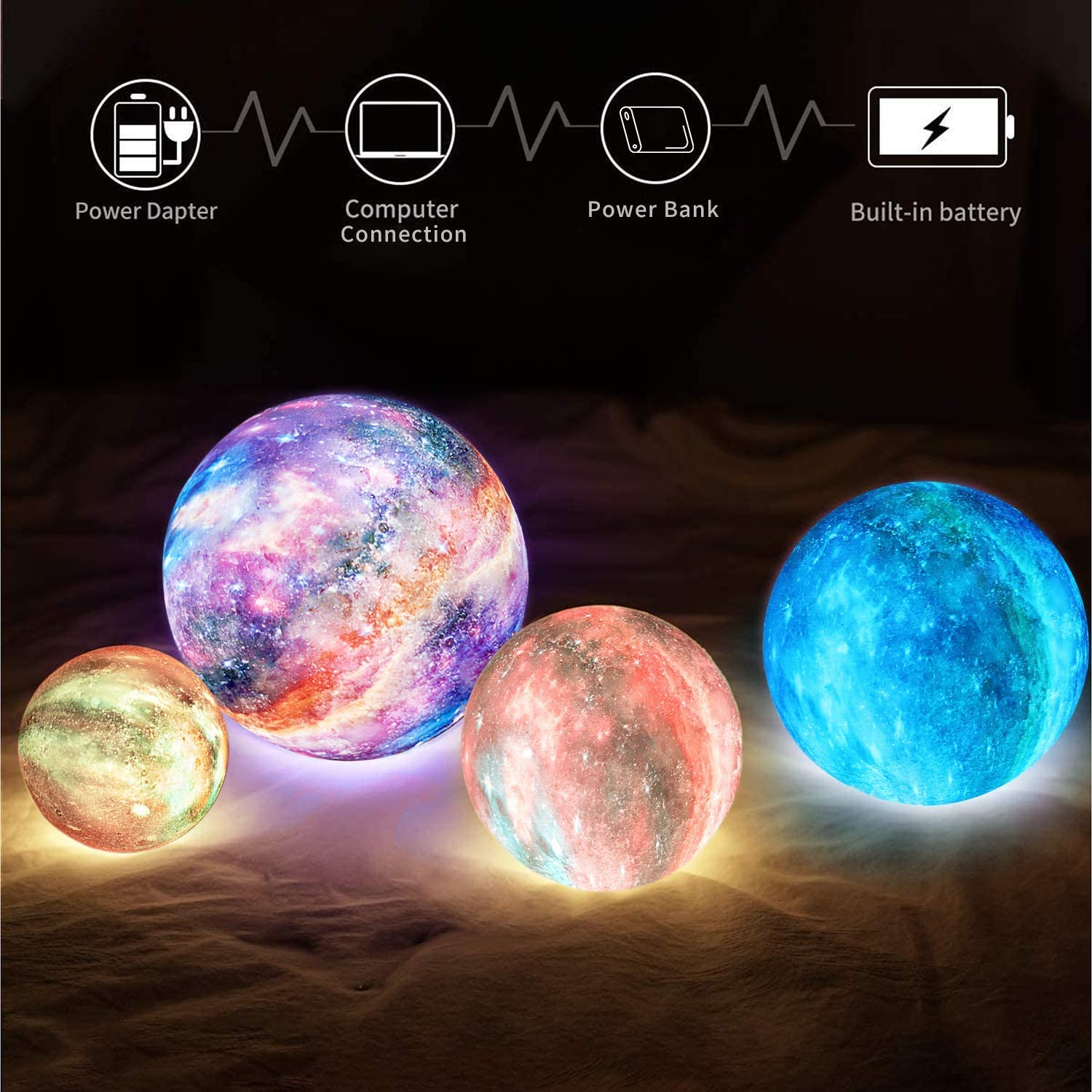 ASTROUS Moon Lamp – 3D Printed Lunar Night Light, Romantic Space Gift for Women, Kids & Home Decor