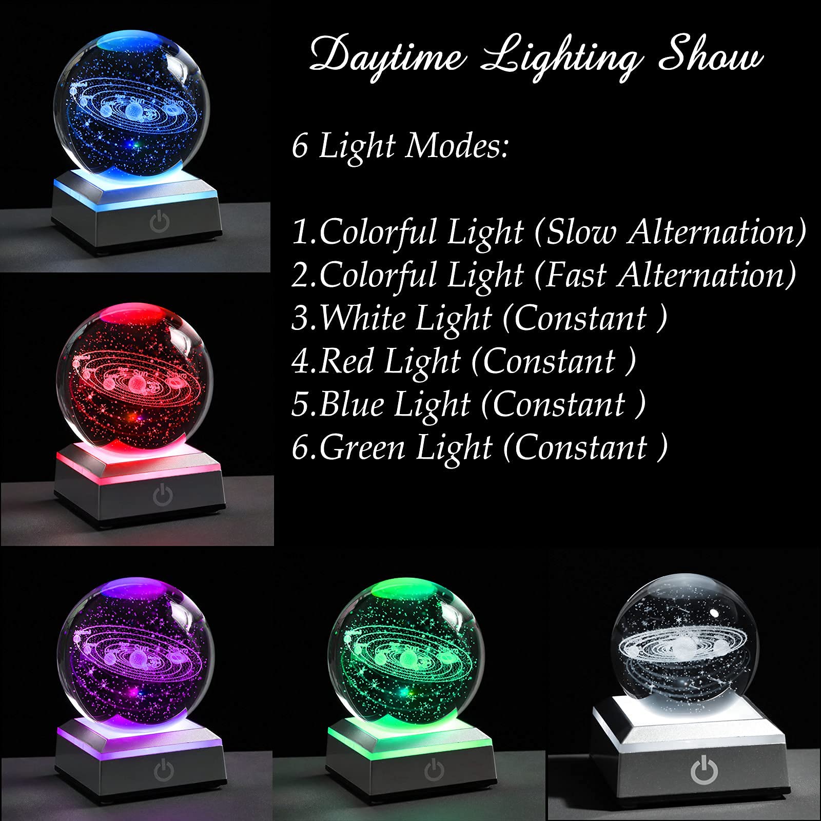 ASTROUS Solar System Crystal Globe – 3D Engraved Planet Desk Decor Educational Gift