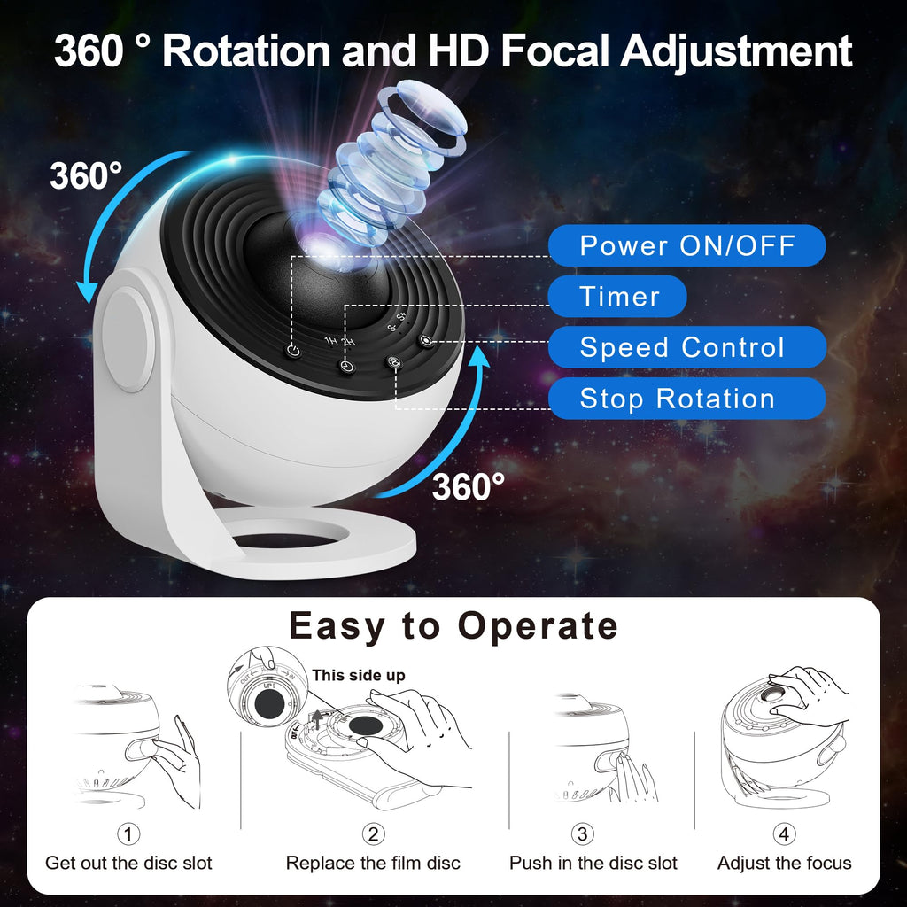 ASTROUS Galaxy Projector for Bedroom – Star Nebula Night Light with Remote, Timer & Relaxing Space Ambience Gift